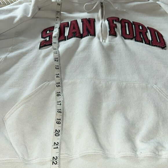 STANFORD🏫🌲HalfZip PullOverPatch HoodieKangaroo🦘Pockets The Wind of Freedom Blows - Picture 7 of 16